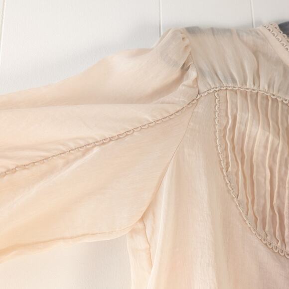 NWOT MOS The Label Ivory Meadow Blouse Button Linen Blend Long Sleeve, size US 6 - Picture 5 of 10